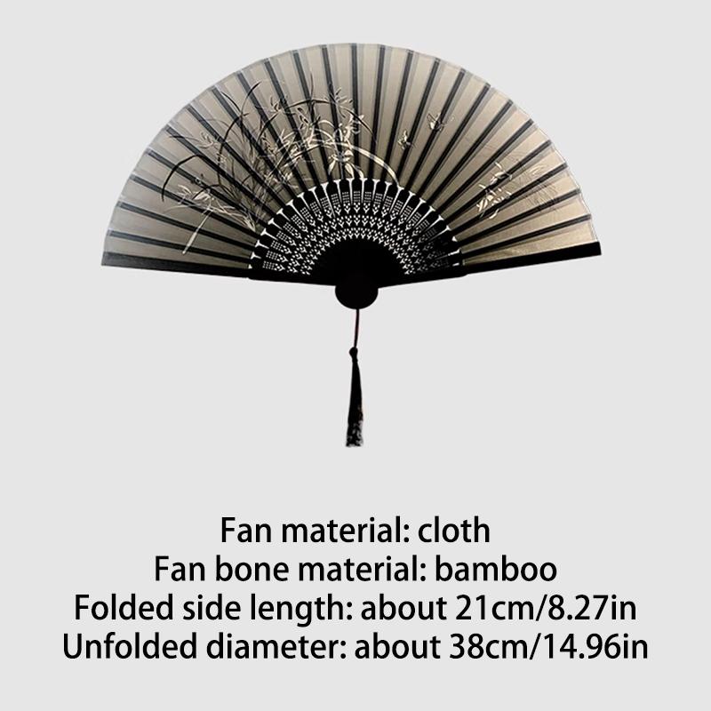 Retro Ink Orchid Silk Folding Fan Chinese Style Ancient Lotus Hand Fans Close Friend Gift Classic Hanfu Decorated Crafts