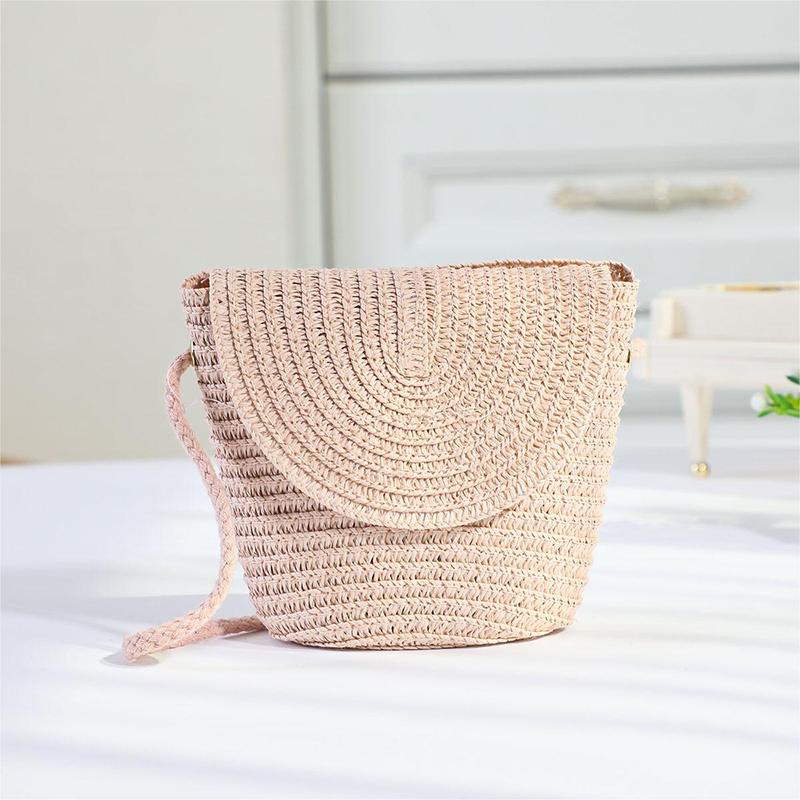 1Pieces New Flip Style Change Mini Bag Fashionable Straw Woven One Shoulder Crossbody Mountaineering Bag