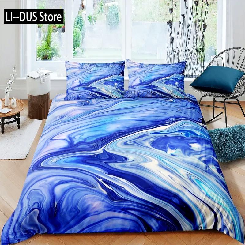 Nordic Marble Pattern White 3D Bedding Set Duvet Cover Pillowcase Bedclothes Single Twin Full Queen King Size POD Dropshipping