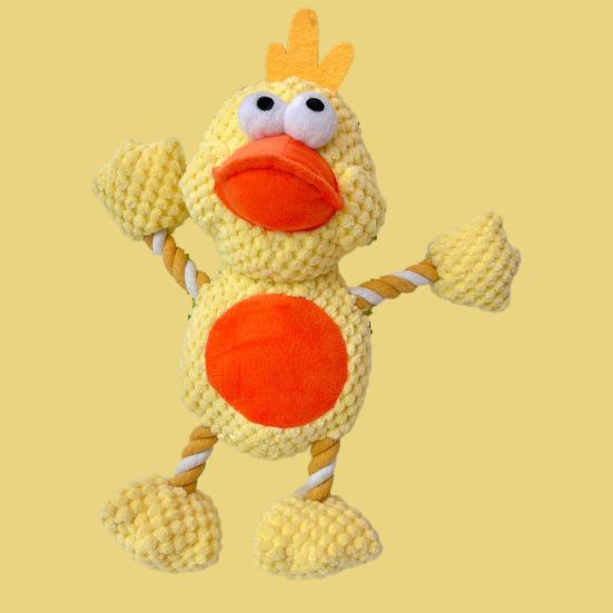 Pet Toy Cartoon Duck Frog Design Dog Chew Toy with Sound Feature Bite-Resistant Tug-of-War Interactive Teeth Grinding Dog Toy
