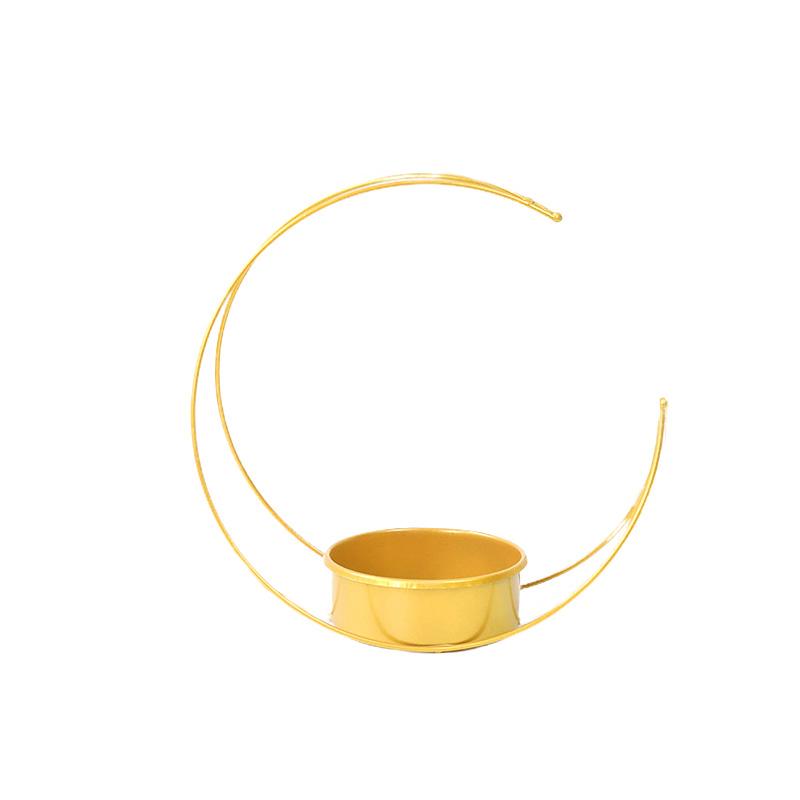1pcs/set Creative Desktop Flower Basket Moon Shaped Vase Flower Arrangement Gold Color Iron Wedding Ornament Home Decoration