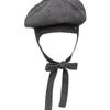 Brown Hat Tricot Ribbon Beret - Grey