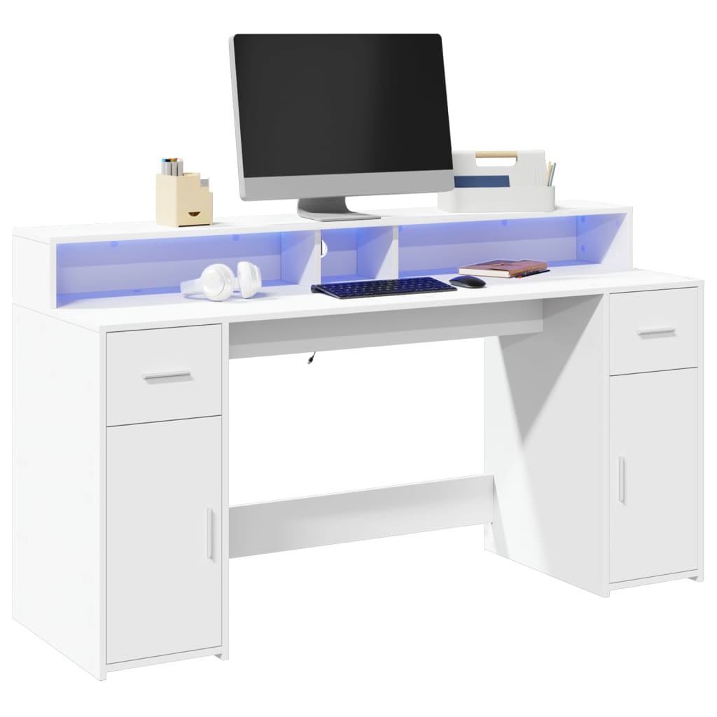 Mesa de Escritório LED Branca 160 x 55 x 91 cm Aglomerado