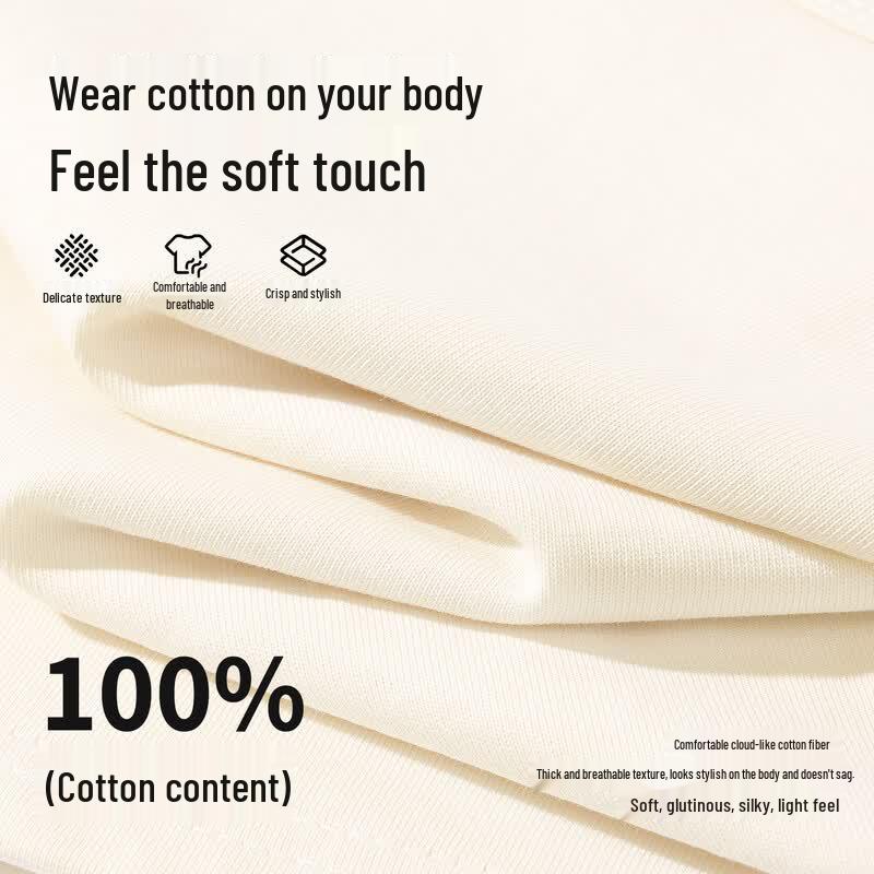 MINISO Women's Loose Fit Long-Sleeve Cotton T-Shirt