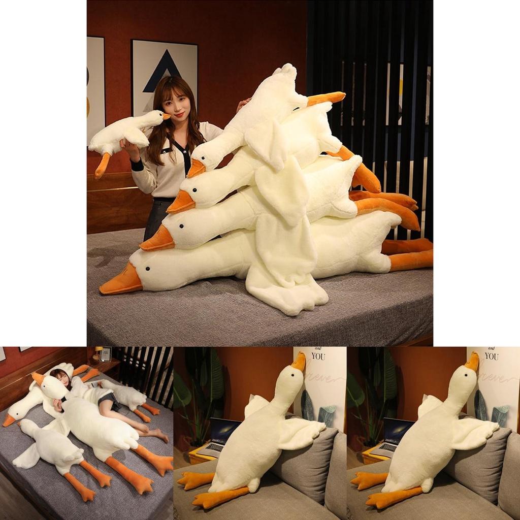 Huge 19.7/35.4/51.2in White Goose Plush Sleeping Toy Cushion For Kids