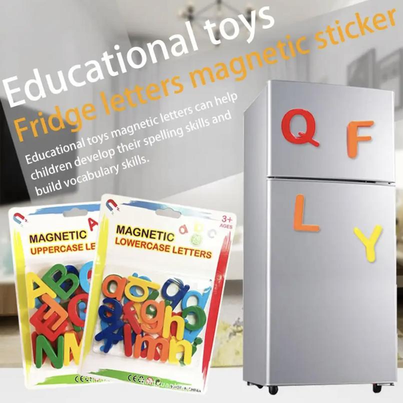 Children magnetic learning alphabet numbers geometric shapes plastic refrigerator stickers spelling counting educational toy