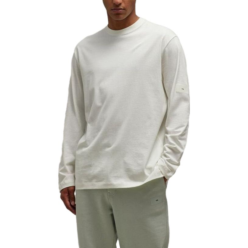 Y-3 Solid Color Pullover Crew Neck Long Sleeve T-Shirt Unisex Tops White IP7704