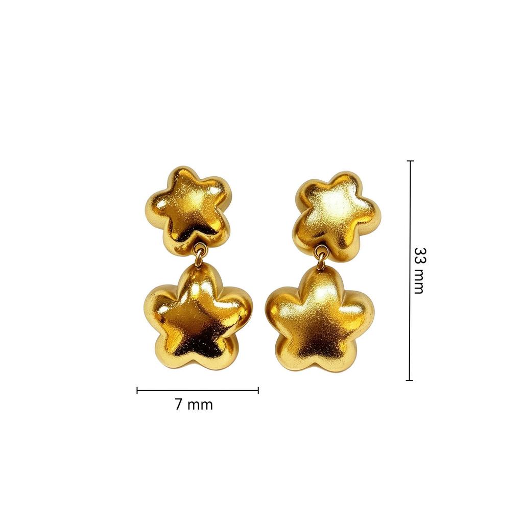Exquisite European and American Stainless Steel Flower Stud Earrings - Fashionable Light Luxury Design