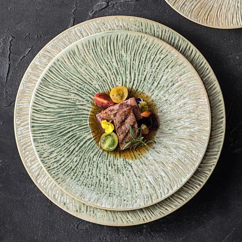 Kiln Changes farfurie ceramică verde farfurie pentru friptură farfurie pentru paste farfurii pentru salată bol pentru supă restaurant gătit molecular veselă specială