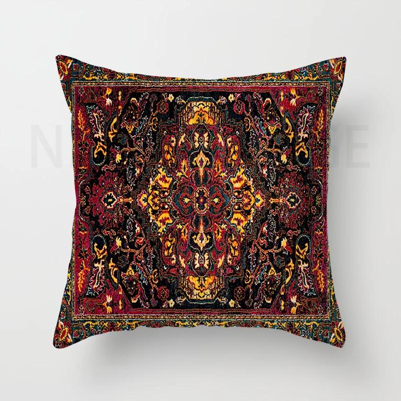 Red Moroccan Ethnic Style Short Plush Pillowcase Sofa Cushion Cover Home Decoration Can Be Customized for You 40x40 50x50 60x60