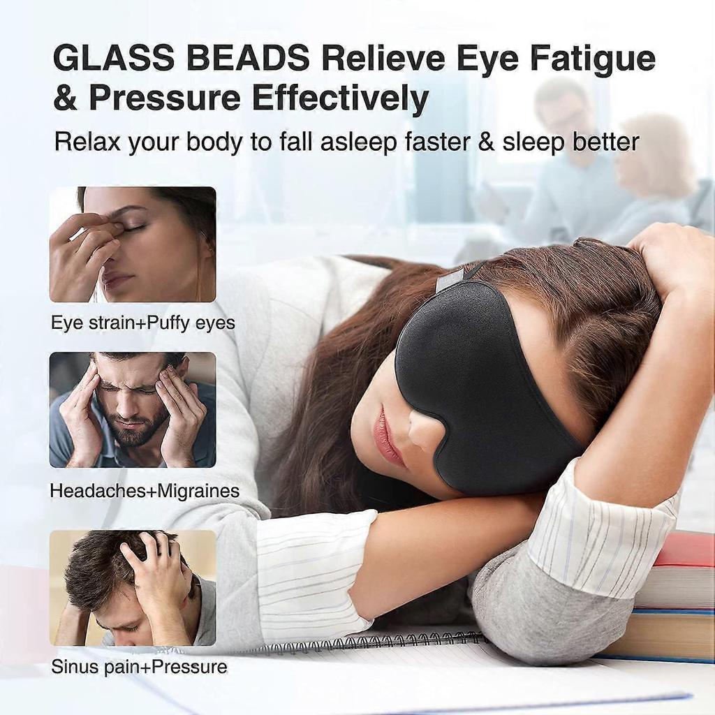 Weighted Sleep Mask, Women Men 3D Blocking Lights Sleeping Mask (4.2oz/120g), Pressure Relief Night Sleep Eye Mask with Adjusta