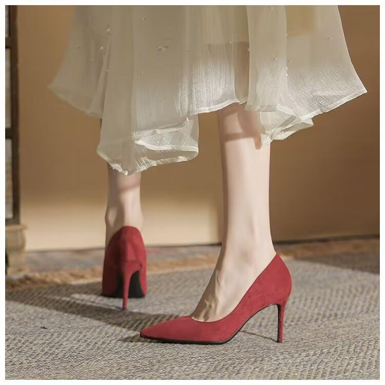 High Heels Women's Stiletto Shoes Children's Students New Spring and Autumn Fashion Pointed Head Shallow Mouth Single Shoes Women