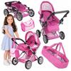 [PACZB] Puppenwagen 3 in 1 Korb, Buggy, Trage + Zubehör Z3333