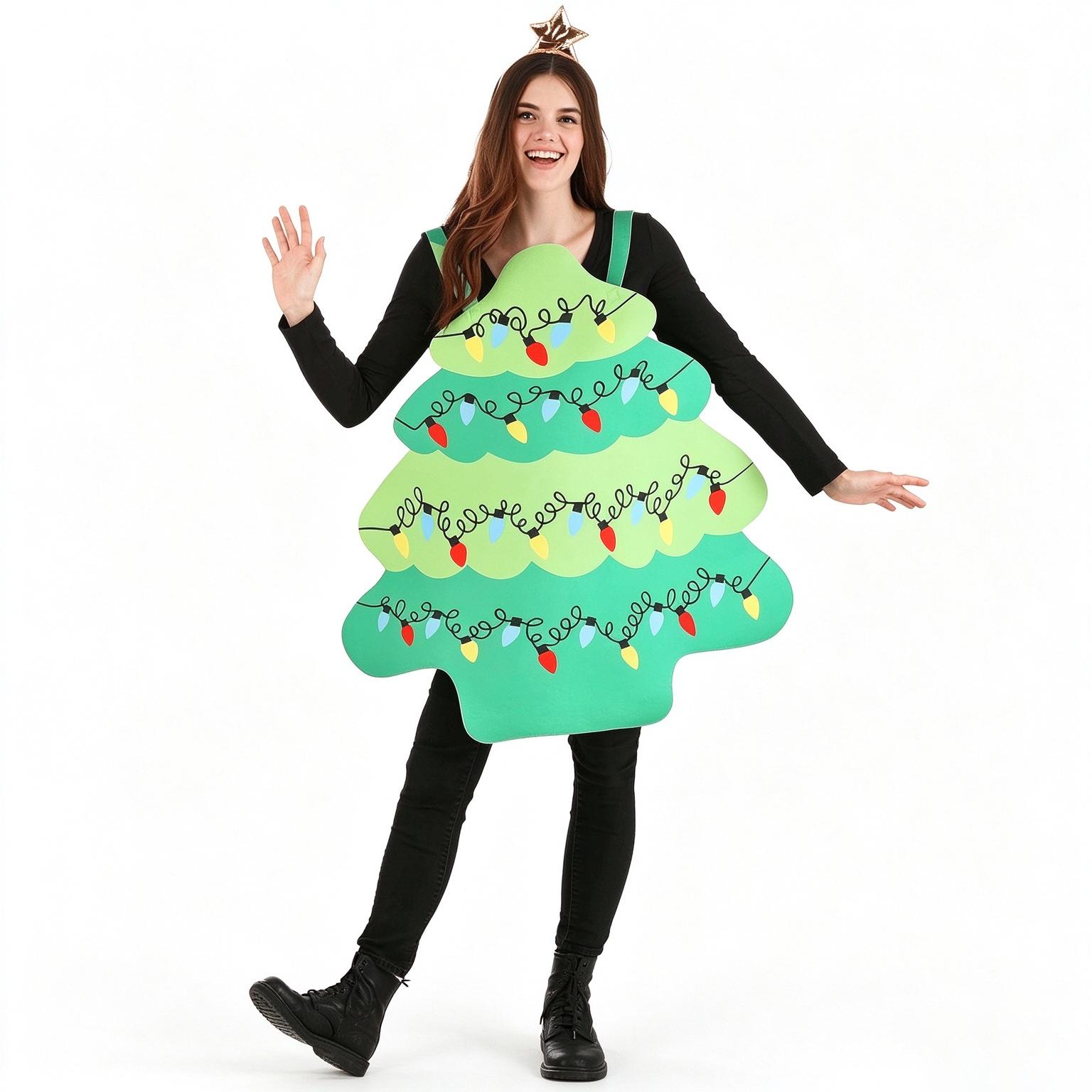 Costume de cosplay arbre de Noël, adulte One size fits all adults vert