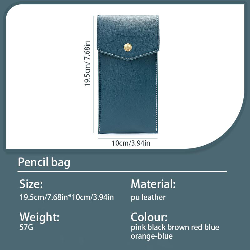 PU Leather Pen Bag Business Pen Pouch Small Storage Bag Portable Pencil Case Student School Supplies Stationery Bag