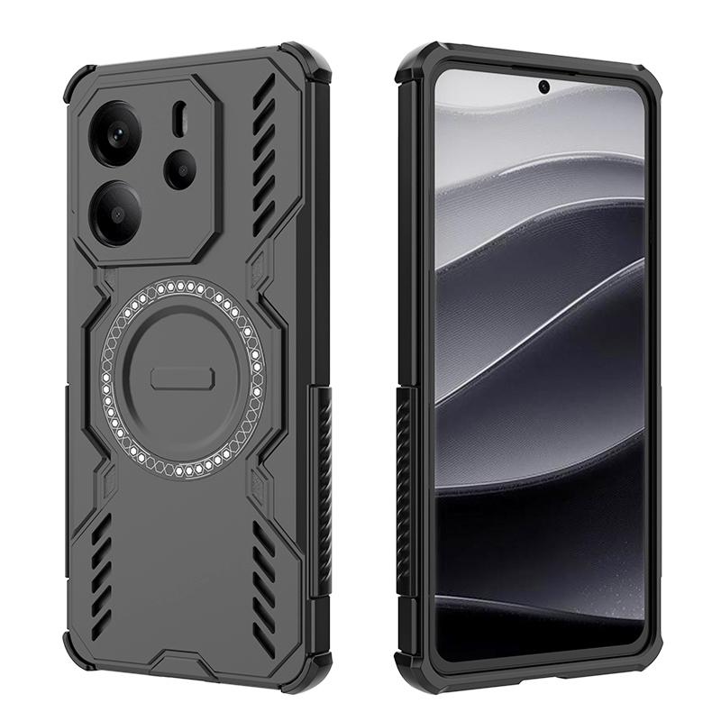 KEYSION Hollow Heat Dissipation Case for Redmi Note 14 4G 5G Silicone+PC Magnetic Cooling Shockproof Phone Cover for Redmi Note 14 5G