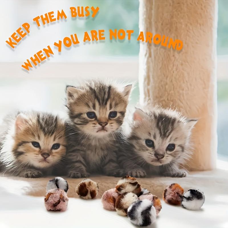 3pcs Cat Toys Balls Leopard Print Plush Balls Random Colors, Cat Self-Entertainment Ball Soft Cat And Dog Universal Toy Ball Interactive Increase