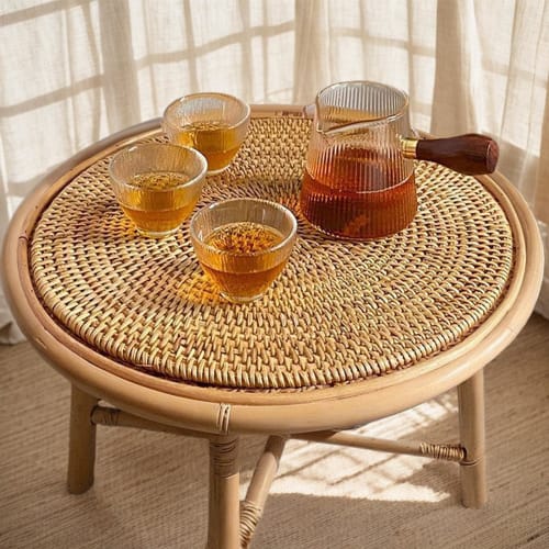 LANGYU Rattan Woven Trivet, Heat-Resistant, Natural Rattan Trivet, 25cm, 30cm, 35cm, Stylish, Round, Washable, Insulating, Handmade, Heat-Resistant, H