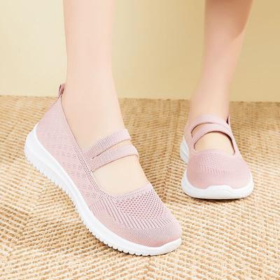 Gewebtes Mesh Atmungsaktive Damen Schuhe Weiche Sohle Rutschfest Flache Schuhe Flacher Ausschnitt Set Fuß Einzelner Damen Loafer Schuh