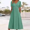 2024 Women's Autumn Pullover Dress: Solid Color, Short Sleeve, Round Neck, Umbrella Skirt