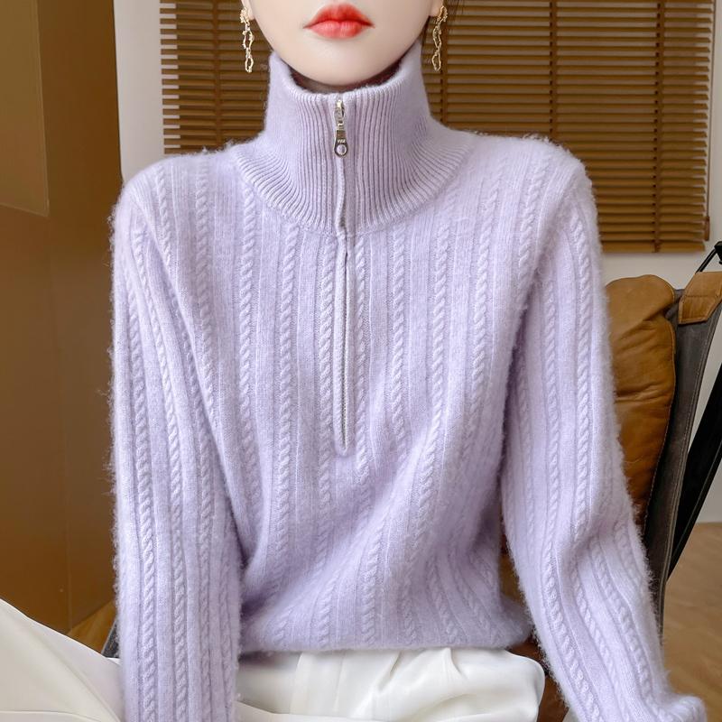 Women's Cashmere Sweater Qinghe Cashmere 30% Cashmere 70% Wool Women's Autumn and Winter Thick Cashmere Pullover Soft and Warm