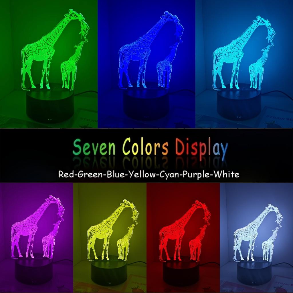 USB 3D Night Light Giraffe LED Light Home Decoration 7-Color Change Night Light Bedroom Desktop Bedhead Decoration and Gifts