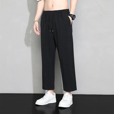Ice Silk Pants Summer Thin Men's Loose Straight Leg Wide Leg Nine Inch Suit Pants Casual Pants