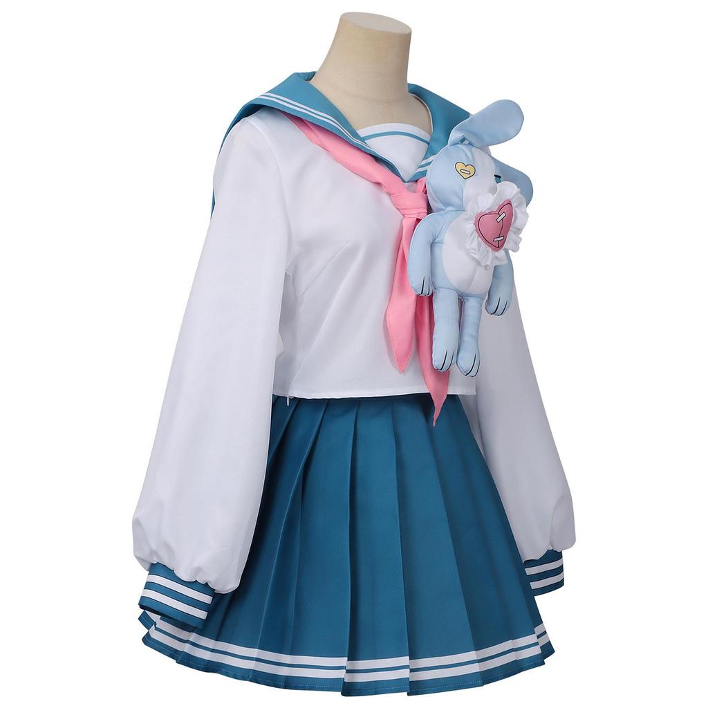 Costume Cosplay Coniglietto Marinaio JK Carino, Uniforme Blu Bianca con Pupazzo Coniglietto Peluche per Festa di Halloween & Cosplay Anime