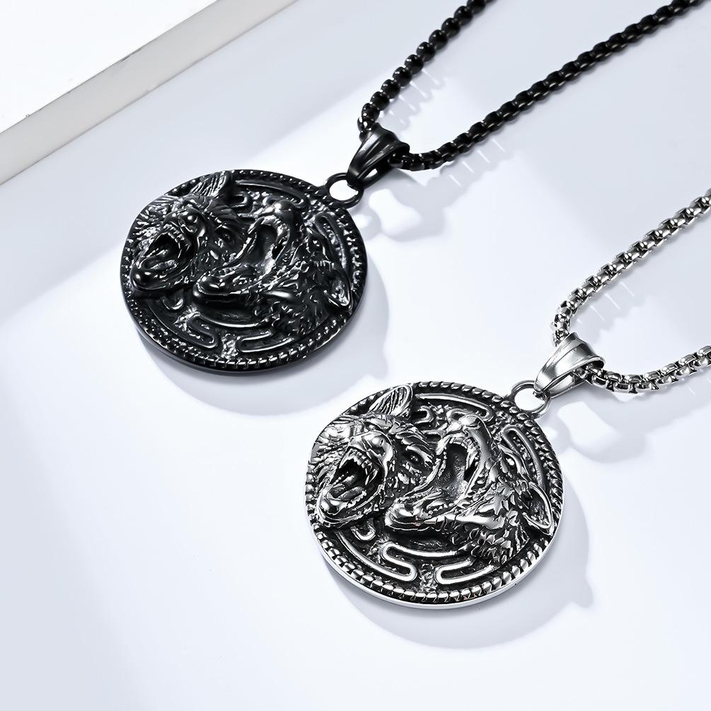 Retro Wolf Head Pendant ,Niche Personality Wear Titanium Steel Necklace