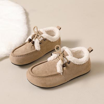 Dames Grote Maat Zachte Zool Winter Warm Bont Eén Antislip Sneeuwlaarzen Gevoerde Enkellaarsjes Waterdichte Outdoor Sport Bont Katoenen Schoenen