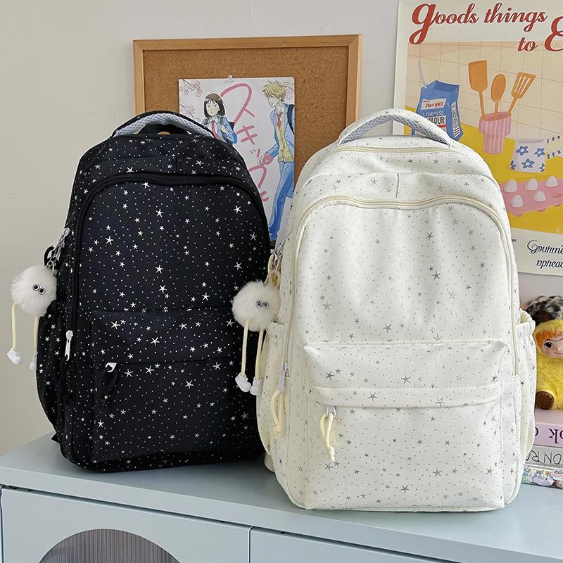 Schoolbag Korean Ins Wind Star Backpack Women, Large Capacity Junior High School Girls High School Student School Bag Leisure Travel Backpack