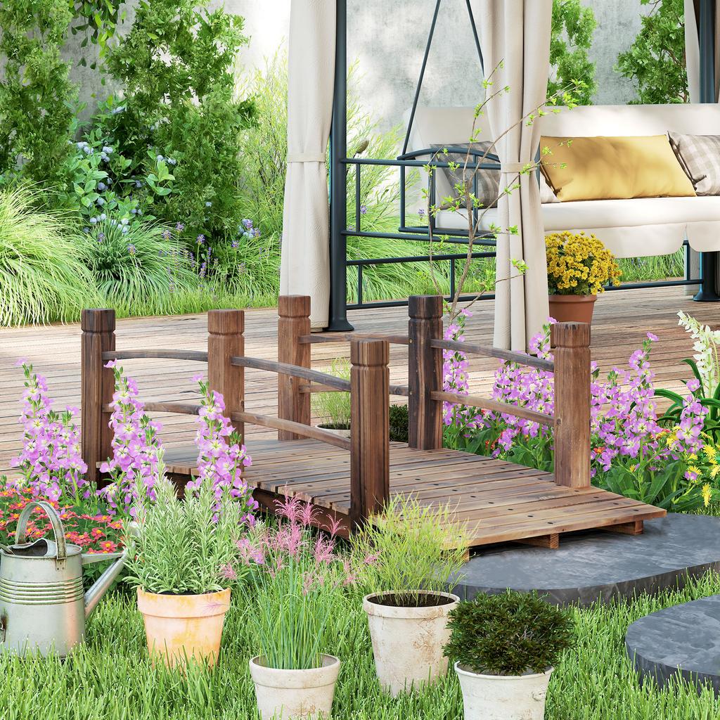 Garden Bridge - Pond Bridge - Wooden Footbridge - Garden Decoration 152.5L X 67W X 48H Cm - Wood of