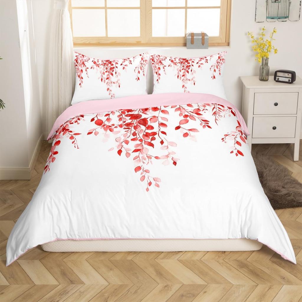 Tinte Malerei Stil Bettbezug Queen King Size Modern Einfach Aquarell Pflanze Blatt Bettwäsche Set Kinder Erwachsene Damen 3-teiliges Set