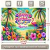 2D Customizable Name Tropical Flamingo Birthday Backdrop Beach Palm Tree Background Banner for Kids Party