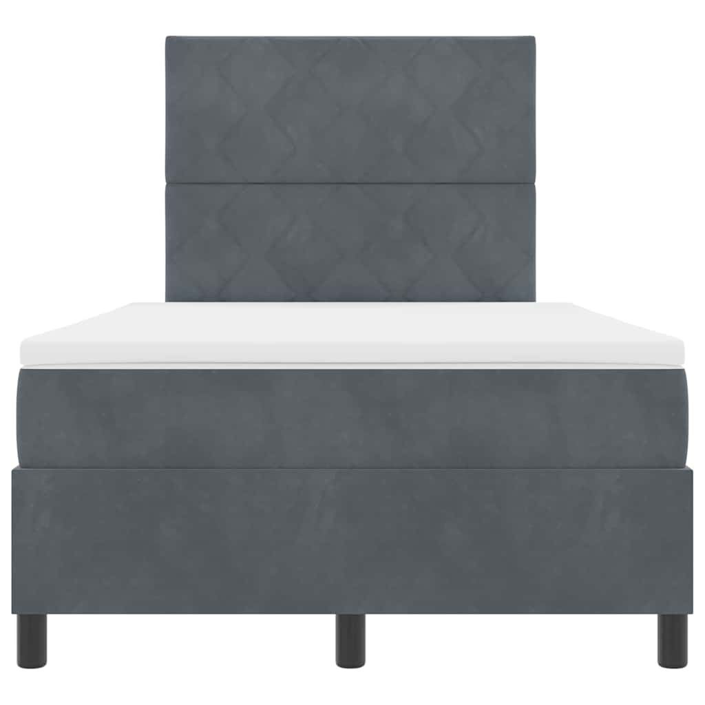 LED Box Spring Bed with Headboard Dark Grey 120 X 190 Cm Velvet