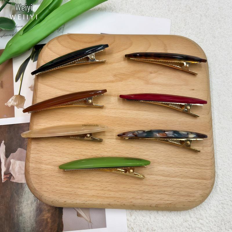 French Retro Oval Acetate Hair Clip - Water Drop Shape Bangs Accessory