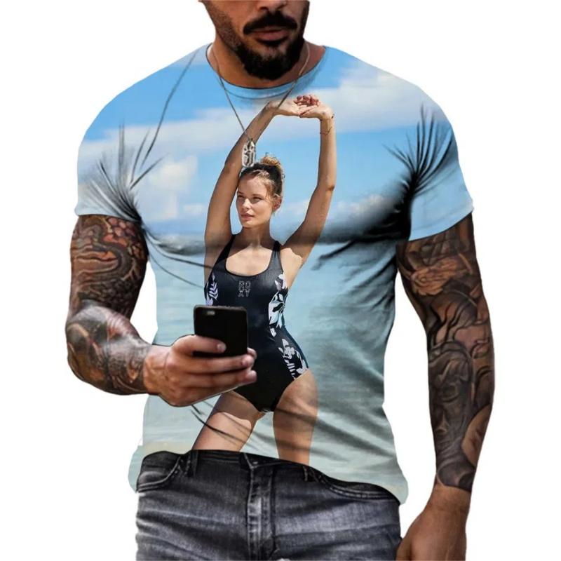 Летняя хип-хоп красота плавание горячая распродажа окрашенная мужская футболка креативная — фото 12