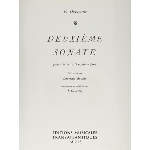 

Wittner, Devienne: Sonata No. 2 Douzime Sonata (clarinet, piano) Transatlantic Publishing