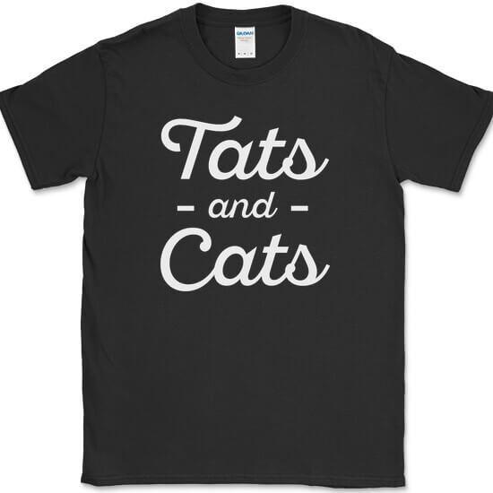 Tats and Cats T-Shirt Funny Feline Animal Lover Kitten Humor Tattoo Tee