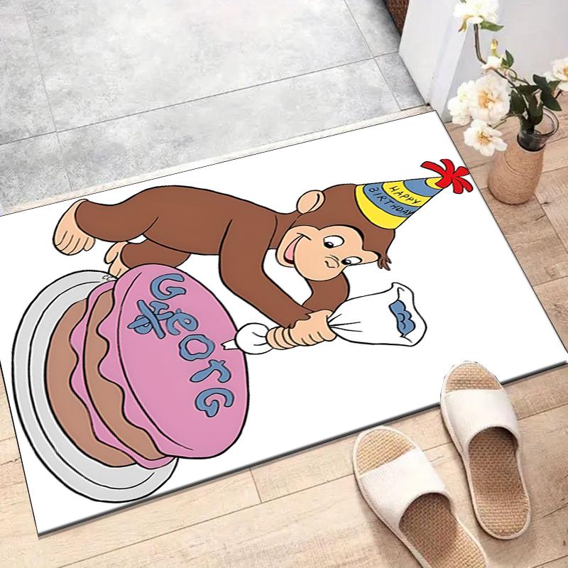 Curious George Polyester Carpet, Soft Indoor Mat for Office Chair, Living Room, Computer Desk - Decorative Home Office Rug Design
