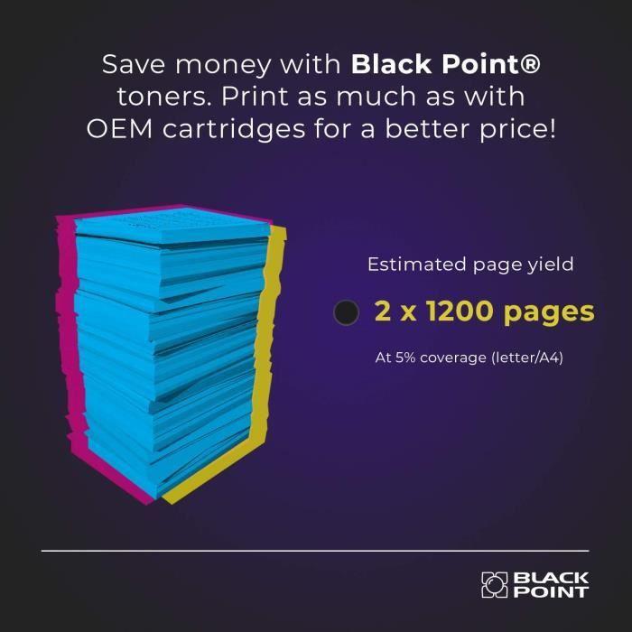 Toner Compatible - BLACK POINT - TN-2410 - 2 Cartouches - Noir - Rendement 3000 pages