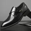 Fashion Classic Retro Dress Men's Monk Leather Shoes With Pointed Toe Buckle Business Office Wedding Soft Comfortable Men's Shoes