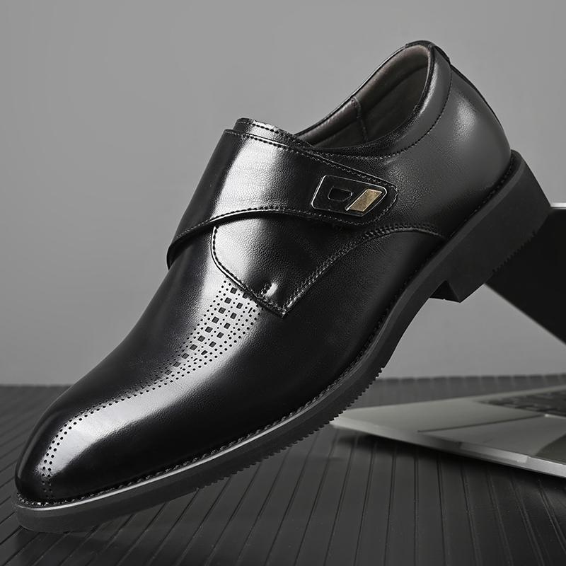 Fashion Classic Retro Dress Men's Monk Leather Shoes With Pointed Toe Buckle Business Office Wedding Soft Comfortable Men's Shoes