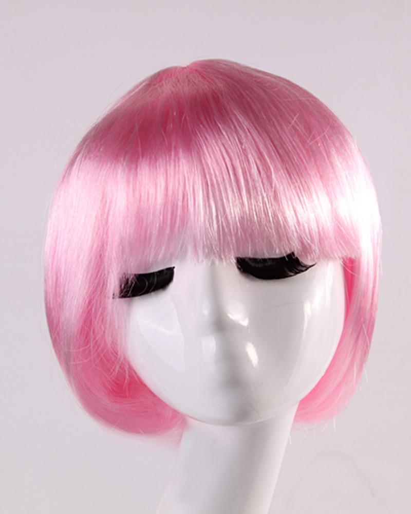 Parrucca Corta Sintetica BOB Completa Multicolore Cosplay Festa di Halloween Capelli Corti Parrucche Monocolore