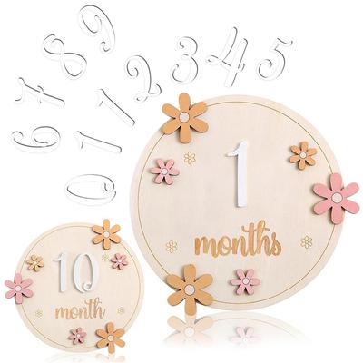 Baby Monthly Milestone Cards With 11 Interchangeable Number Set Of 12 For Baby Growth Recording