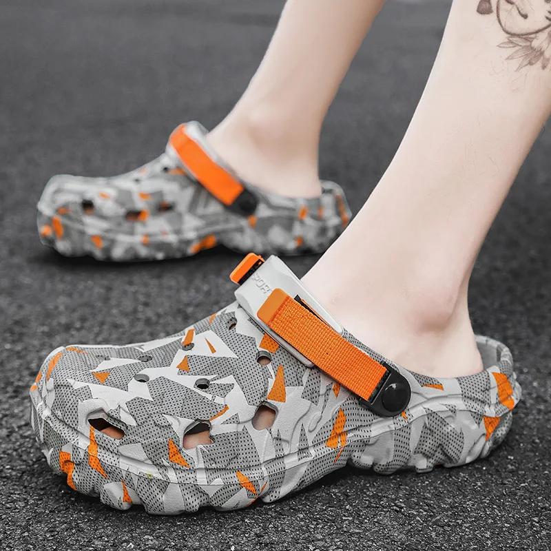 Summer Men Slippers Light EVA Men's Casual Shoes Hole Shoes Clogs Home Garden Outdoor Male Beach Flat Sandals