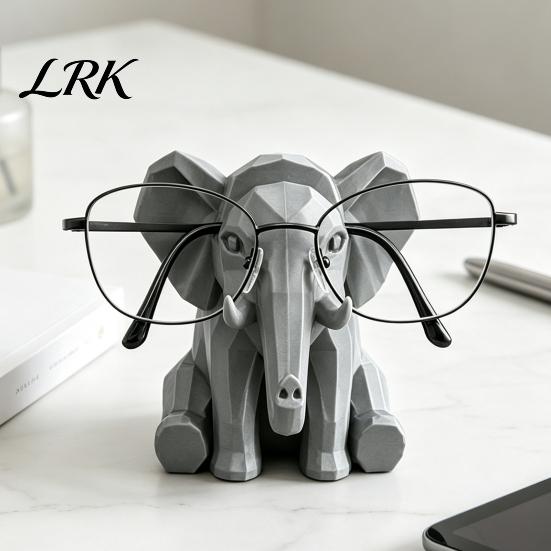 Animal Shape Desk Decor Elephant Glasses Holder, 3D Printed Geometric Eyeglass Display Office Accessories Organizer, Decorative Desktop Ornament