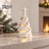 Diffuseur de lumière créatif creux Bougeoir Arbre de Noël imprimé 3D, Support de bougie chauffe-plat Spiral de petite forme Atmosphère festive moderne, Salle à manger