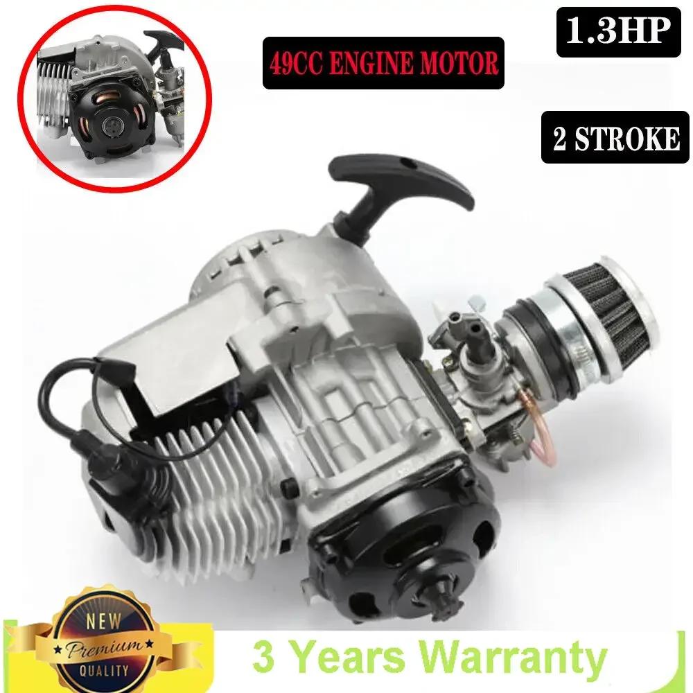 49cc Aluminum Two-stroke Minimoto Engine Motor Parts Kit Pull Start Complete Engine Unit for Scooter Pocket Dirt Bike Quad ATV