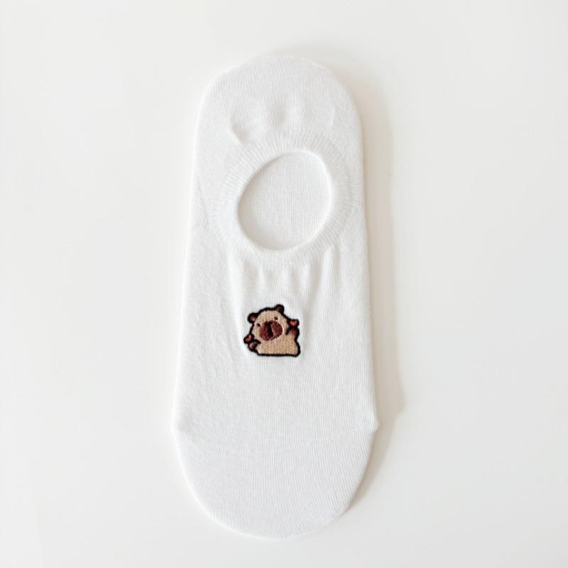 Little Bear Socks Women Spring and Summer Invisible Socks Simple Short Socks Summer Silicone Anti-slip Shallow Mouth Boat Socks Boneless Cotton Socks